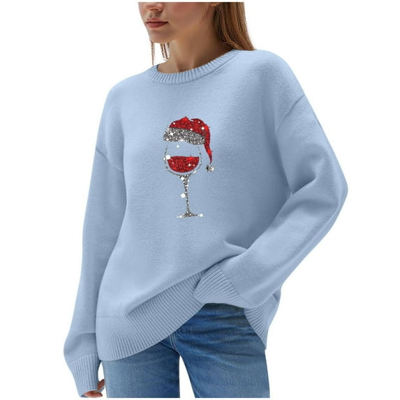 IROINNID Sweater for Christmas Women's Cute Funny Print Holiday Party Winter Warm Xmas Crewneck Sweater