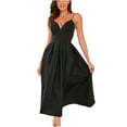 thumbnail image 1 of IROINNID V-Neck A-Line Dress For Women Fashion Summer Sleeveless Gorgeous Casual Backless Solid Color Dress Empire Waist Dress, 1 of 9
