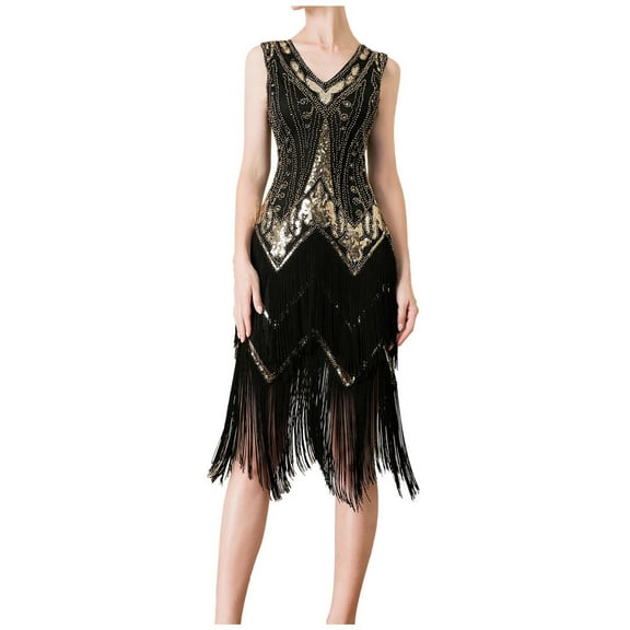 IROINNID V-Neck A-Line Dress For Women Fashion Suspender Sequin Feather Sleeveless Solid Mini Dress Party Dress Comfort Waist Dress
