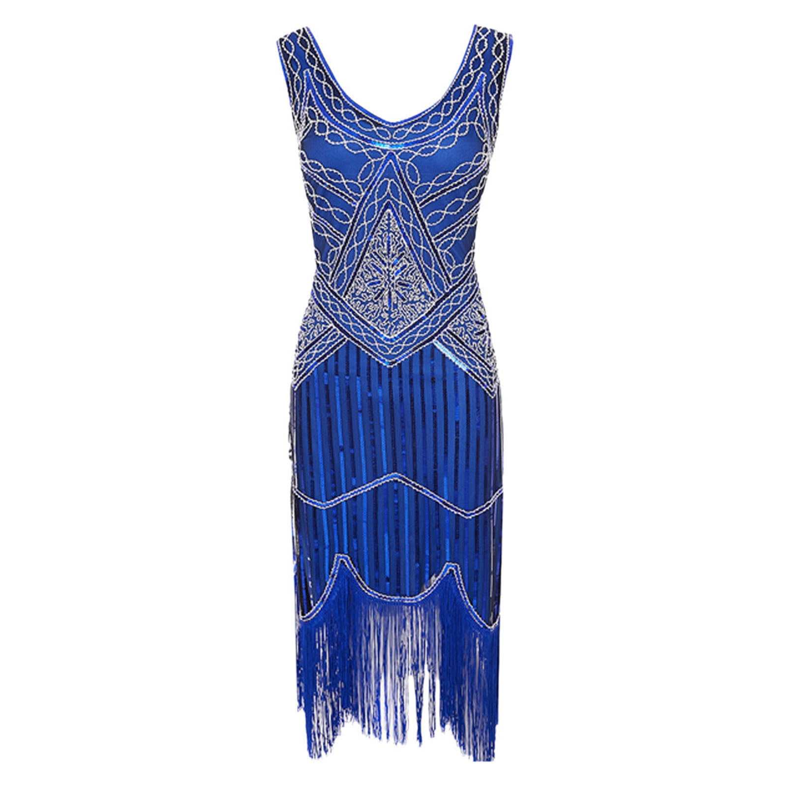 blue dress for baby girl 1920s Spaghetti Straps Sequined Tassel Flapper Dress main image 0