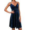 thumbnail image 1 of IROINNID V-Neck A-Line Dress For Women Summer Fashion Gold Velvet Dinner Dress Waist Gorgeous Sling Dress Comfort Waist Dress, 1 of 7