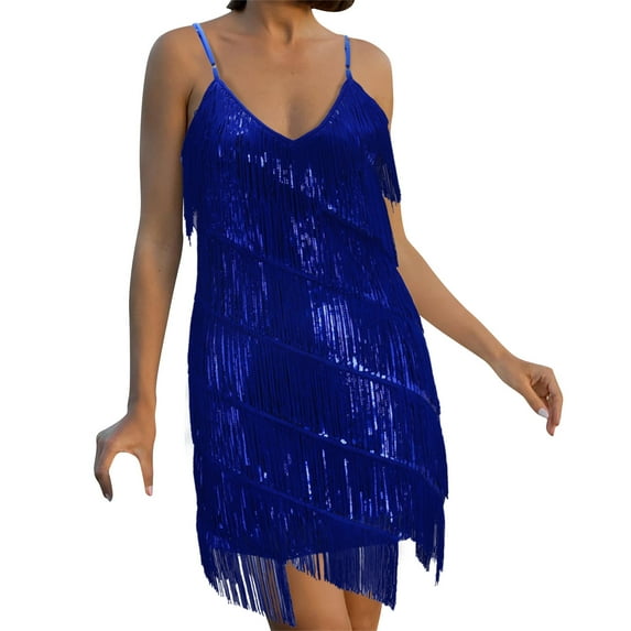 IROINNID V-Neck Sheath Dress For Women Fashion Suspender Sequin Feather Sleeveless Solid Mini Dress Party Dress