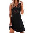 thumbnail image 1 of IROINNID V-Neck Sundress For Women Fashion Summer Printing Vacation Lace Causal Sleeveless Mini Dress Comfort Waist Dress, 1 of 5