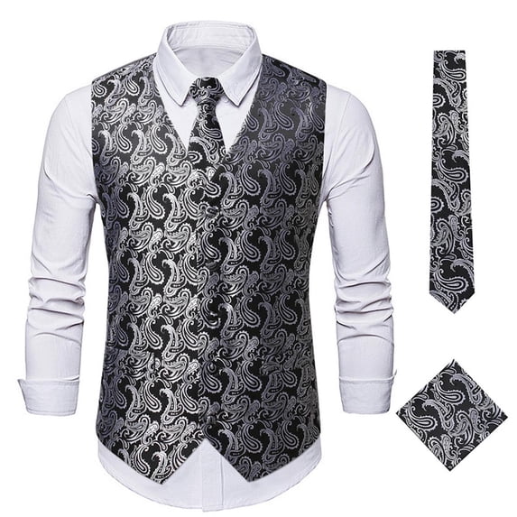 IROINNID V-Neck Tank Tops For Men Sleeveless New Floral Blazer Waistcoat Gentle Formal Vest Waistcoat Cover-up Graphic Print Tops