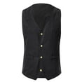 thumbnail image 1 of IROINNID V-Neck Tank Tops For Men Sleeveless Retro Have Pockets Single Breasted Vest Tops Blouse Cover-up Solid Color Tops, 1 of 9
