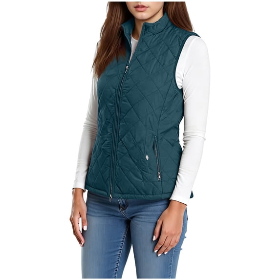 IROINNID Vest for Women Winter Fall Basic Button Vest Solid Keep Warm Sleeveless Jacket with Pocket,Dark Blue