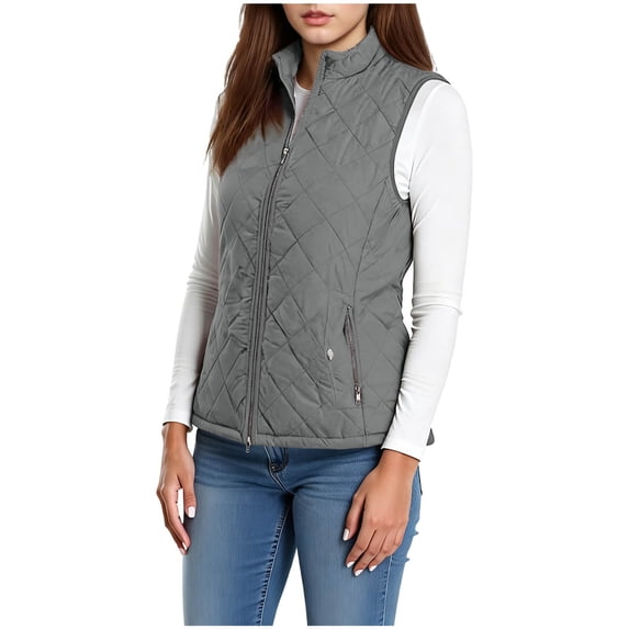 IROINNID Vest for Women Winter Fall Basic Button Vest Solid Keep Warm Sleeveless Jacket with Pocket,Dark Gray