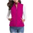 thumbnail image 1 of IROINNID Vest for Women Winter Fall Basic Button Vest Solid Keep Warm Sleeveless Jacket with Pocket,Hot Pink, 1 of 8