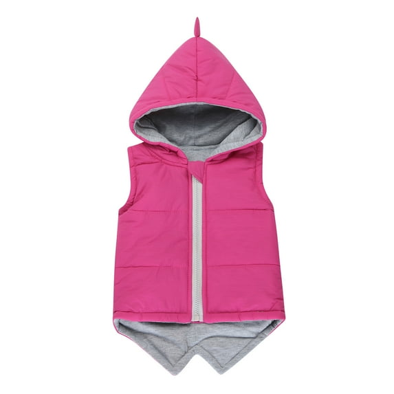 IROINNID Warm Vest For Baby Girls Boys Dinosaur Waistcoats Winter Autumn Zipper Hooded Outwear Jacket Solid Tops Clothing