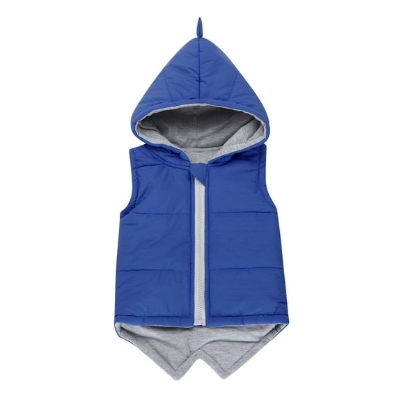 IROINNID Warm Vest For Baby Girls Boys Dinosaur Waistcoats Winter Autumn Zipper Hooded Outwear Jacket Solid Tops Clothing