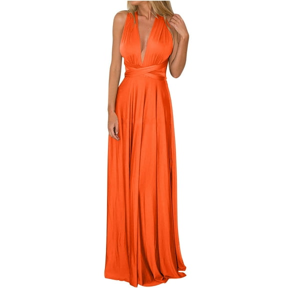 IROINNID Wedding Guest Dresses for Women Evening Night Party Dress Backless Lace-up Dress Trendy Formal Dress,Orange