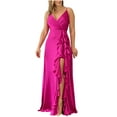 thumbnail image 1 of IROINNID Wedding Guest Dresses for Women Evening Night Party Dress Summer High Waist Ruffle Irregular Split Dress Elegant Formal Dress,Hot Pink, 1 of 5
