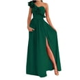 thumbnail image 1 of IROINNID Wedding Guest Dresses for Women Homecoming Party Summer Solid Slimming One Shoulder Ruffles Split Dresses Trendy Formal Dress,Green, 1 of 8