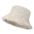 thumbnail image 1 of IROINNID Winter Bucket Hat for Women Warm Wool Thermal Hat Solid Thicken Daily All-Match Fisherman Hat,Beige, 1 of 5