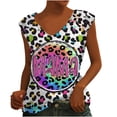 thumbnail image 1 of IROINNID Women Baseball Causal Tank Tops V-Neck Printing Blouse Sleeveless Loose Summer Tops Spring Saving, 1 of 5