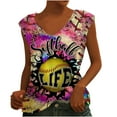thumbnail image 1 of IROINNID Women Baseball Causal Tank Tops V-Neck Printing Blouse Sleeveless Loose Summer Tops, 1 of 5