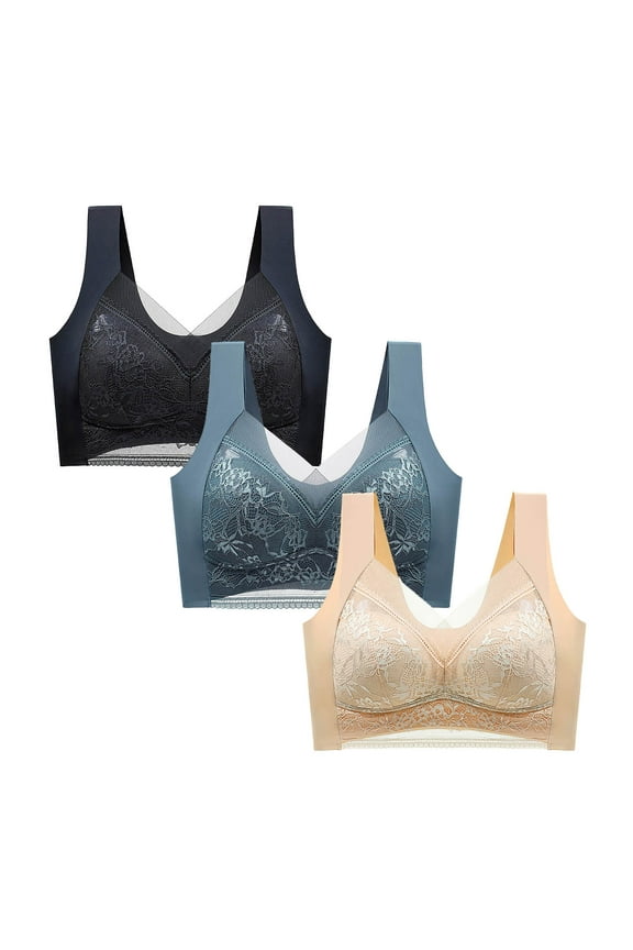 Women Bras 3-pack for Women Yoga High Support with Wireless Seamless, Full Support T Shirt Bras with ComfortFlex Fit and Comfort Foam