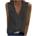 thumbnail image 1 of IROINNID Women Casual Jacquard Chiffon Tops Sleeveless Sleeveless V-Neck Solid Loose Tops Spring Saving Sale, 1 of 2