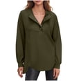 thumbnail image 1 of IROINNID Women Casual Round Neck Button Front Sweatshirt Long Sleeve Pullover Tops Fall Winter Comfortable Soft Loose Fit Basic Everyday Wear Stylish Relaxed Fit(Army Green,S), 1 of 8