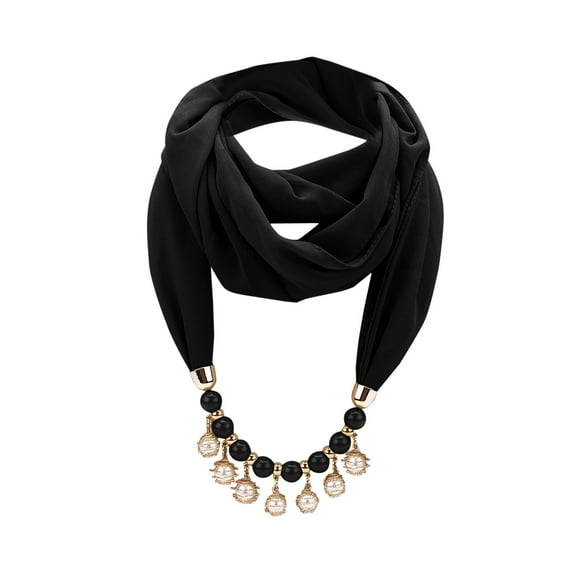 IROINNID Women Cotton Linen Necklace Pendant Peal Scarf Ethnic Style Soft Necklace Scarf