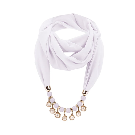 IROINNID Women Cotton Linen Necklace Pendant Peal Scarf Ethnic Style Soft Necklace Scarf