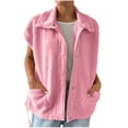 thumbnail image 1 of IROINNID Women Fashion Sleeveless Fleece Vest Winter Warm Button Down Outerwear Cozy Soft Solid Color Casual V Neck Tank Tops for Fall Winter(Pink,S), 1 of 6