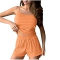 thumbnail image 1 of IROINNID Women Fashion Solid Color Thin Loose Casual Home Tank Tops Short Pants Pajamas Sets Soft Fabric Comfortable Daily Wear Summer Outfit(Orange#1,XL), 1 of 2