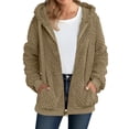 thumbnail image 1 of IROINNID Women Long Sleeve Hooded Cardigan Zipper Jacket with Pocket Casual Outerwear Soft Comfortable Blouse Tops Winter Fall Clothing(Brown,2XL), 1 of 7