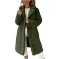 thumbnail image 1 of IROINNID Women Loose Fit Long Sleeve Plush Fleece Jacket Cozy Fluffy Coat Warm Oversized Casual Outerwear No Hood Mid Length Fall Winter Fashion Tops(Army Green,L), 1 of 8