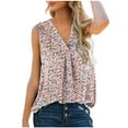 thumbnail image 1 of IROINNID Women Print Casual Tunic Tops Loose Vacation Sleeveless V-Neck Blouse Spring, 1 of 2