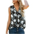 thumbnail image 1 of IROINNID Women Print Casual Tunic Tops Loose Vacation Sleeveless V-Neck Blouse Spring, 1 of 2