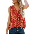 thumbnail image 1 of IROINNID Women Print Casual Tunic Tops Loose Vacation Sleeveless V-Neck Blouse Spring, 1 of 2