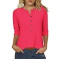 thumbnail image 1 of IROINNID Women Printed Round Neck Casual 3/4 Sleeve Shirt Summer Trendy Blouse Cute Tops Comfortable Loose Fit Fashion T Shirt Clothes(Hot Pink#1,5XL), 1 of 6