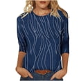 thumbnail image 1 of IROINNID Women Printed Round Neck Casual 3/4 Sleeve Shirt Summer Trendy Blouse Cute Tops Comfortable Loose Fit Fashion T Shirt Clothes(Navy#3,L), 1 of 9