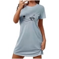 thumbnail image 1 of IROINNID Women'S Pajama Dress Soft One Piece Short Sleeve Round Neck, Home and Lightweight Printed Pajama for Women, 1 of 7