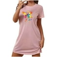 thumbnail image 1 of IROINNID Women'S Pajama Dress Soft One Piece Short Sleeve Round Neck, Home and Lightweight Printed Pajama for Women, 1 of 7