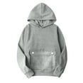 thumbnail image 1 of IROINNID Women Solid Color V Neck Button Crop Long Sleeve Hooded Pullover Blouse Casual Workout Tops Fall Winter Comfortable Stylish Relaxed Fit Soft Warm Cozy Loose Fit(Gray,3XL), 1 of 8