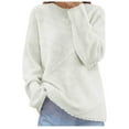 thumbnail image 1 of IROINNID Women Solid Color V Neck Knitted Sweater Long Sleeve Pullover Knitwear Casual Blouse Winter Warm Soft Comfortable Tops for Daily Wear(White#1,M), 1 of 6