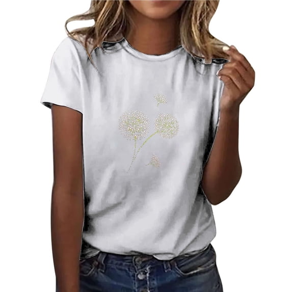 IROINNID Women Summer Casual T-shirt Printed Round Neck Short Sleeve Fashion Pullover Women Blouse Tops On Sale