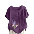 thumbnail image 1 of IROINNID Women Summer Graphic Print Versatile Regular Button Round Neck Comfy Short Sleeve Women Short Sleeves Top, 1 of 5