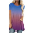 thumbnail image 1 of IROINNID Women Summer Loose Gradient Round-Neck Print T-Shirt Short Sleeve Casual Blouse, 1 of 5