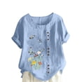 thumbnail image 1 of IROINNID Women Summer Print Regular Button 2023 Trendy Cozy Round Neck Short Sleeve Women Short Sleeves Top Spring, 1 of 5