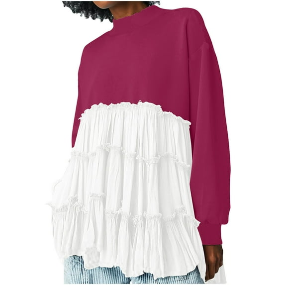 IROINNID Women Tunic Dress Soild Color Round-Neck Casual Long Sleeve Loose Flowy Swing Shift Dresses