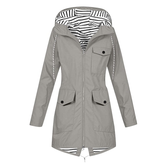 IROINNID Women Waterproof Rain Jacket Hooded Windproof Outdoor Coat with Pockets Loose Fit All Weather Protection for Hiking Camping Cycling Travel Casual Wear(Gray,M)