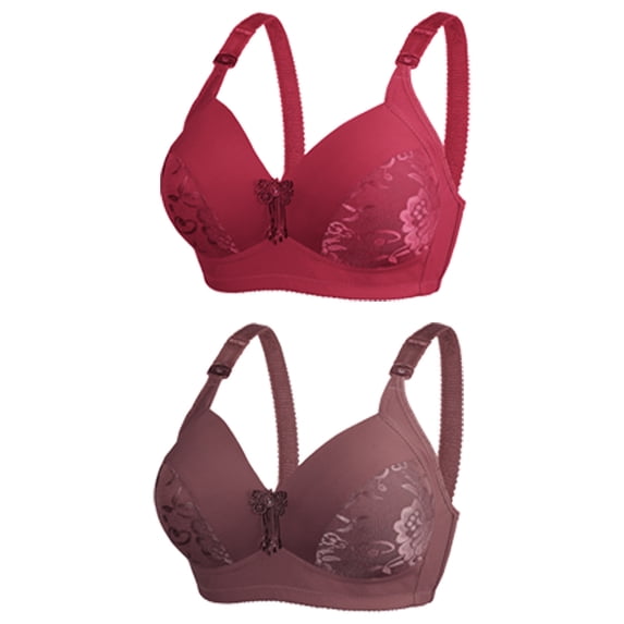 IROINNID Women's 2-piece 18 Hour Comfort-Strap Lace Wireless Bra, Comfortable Breathable Full-Coverage Underwear with 4-Way TruSupport