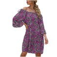 thumbnail image 1 of IROINNID Women's 3/4 Sleeve Empire Dress Off-the-Shoulder One-shoulder Sexy Dress Strapless Print Dress, 1 of 6