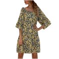 thumbnail image 1 of IROINNID Women's 3/4 Sleeve Empire Dress Off-the-Shoulder One-shoulder Sexy Dress Strapless Print Dress, 1 of 6
