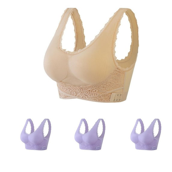 IROINNID Women's 4-piece 18 Hour Comfort-Strap Lace Wireless Bra, Comfortable Breathable Full-Coverage Underwear with 4-Way TruSupport