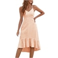 thumbnail image 1 of IROINNID Women's A-Line Dress Casual Gorgeous Fashion Summer Sling Mid-waist Sleeveless Strapless Striped Dress V-Neck Comfort Waist Dress, 1 of 6