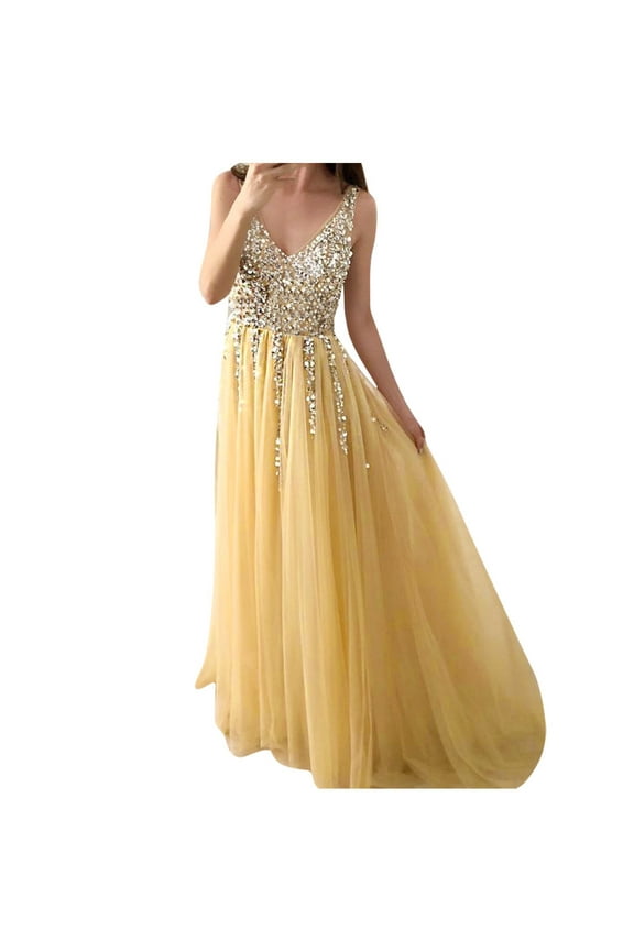 Women's A-Line Dress V-Neck Sleeveless Summer Off Shoulder Vintage Party Dress Solid Color Extra Long Dress